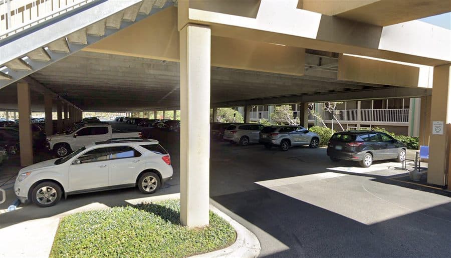 Accessible parking inside the Pelican Beach Resort garage