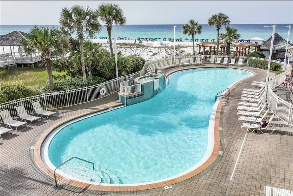 Dolphin pool facing the Gulf at Pelican Beach Resort